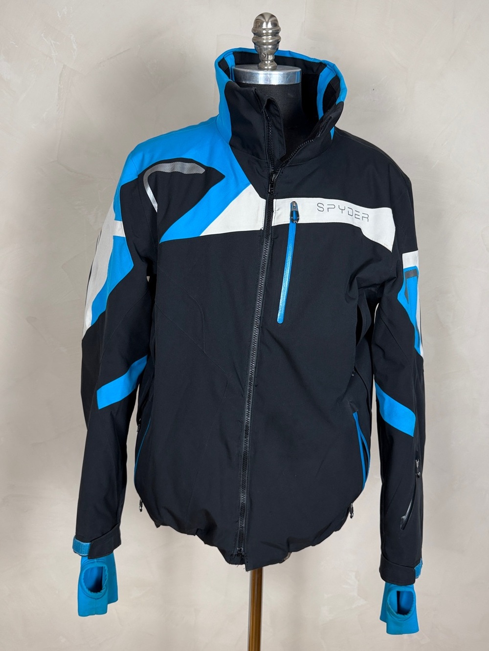 Spyder Leader Men’s XL Ski Jacket 20K/25K Thinsulate Black Blue 153052